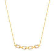 Silver 18ct YG Plated Necklace with CZ Paper Clip Pendant