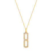 Silver 18ct YG Plated Necklace with Cubic Zirconia Paper Clip Drop Pendant