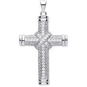 Silver Fancy Cubic Zirconia Kiss Cross