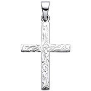Silver Solid Cross with Design and Plain Back
