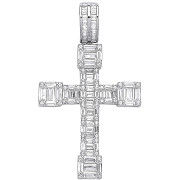 Silver Cz Baguettes Fancy Cross