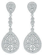 Silver Chandelier Cz Drop Earrings