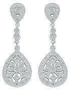 Silver Chandelier Cubic Zirconia Drop Earrings