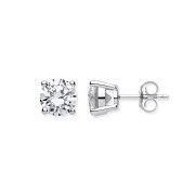 Silver Brilliant Cut Cubic Zirconia 8mm Claw Set Stud