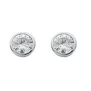 Silver Rd.Bril. Cut Rub Over Setting 8mm Cubic Zirconia Stud Earrings