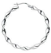 Silver Medium Round Twist Hoop Earrings