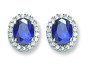 Silver Blue & White Cubic Zirconia Stud Earrings