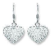 Silver Heart Crystal Drops