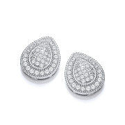 Silver Teardrop Cz Cluster Stud