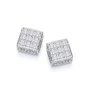 Silver Square Cz Stud