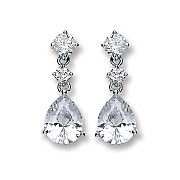 Silver Cubic Zirconia Small Teardrop Earrings