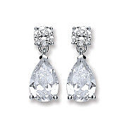 Silver Cz's Teardrop Earrings