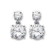 Silver Big Round Cz Drop Earrings