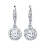 Silver Round Cubic Zirconia Earrings