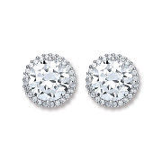 Silver Cubic Zirconia Round Stud Earrings