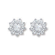 Silver Cubic Zirconia Cluster Stud Earrings