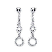 Silver Fancy Cubic Zirconia Circle Drop Earrings