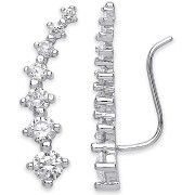 Silver Arc-shaped Ear Hook Claw Set Cubic Zirconia Ear Clip Earrings