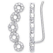 Silver Arc-shaped Ear Hook Cubic Zirconia Circles Ear Clip Earrings