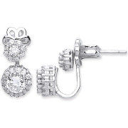 Silver Cubic Zirconia Ear Stud Cuff Wrap Earrings