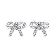 Silver Cz Bow Stud Earrings