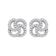 Silver Cz Swirl Stud Earrings