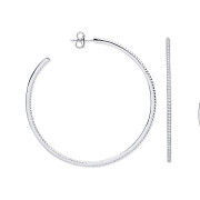 Silver CZ Large Hoop Earrings