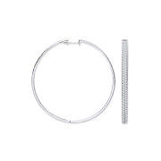 Silver Two Row CZ Hoop Earrings