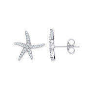 Silver Starfish Cubic Zirconia Studs
