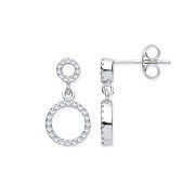 Silver CZ Circle of Life Drop Earrings
