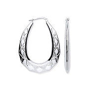 Silver Large D/C Oval Creoles