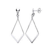 Silver Diamond Shape Chain Drop Earrings