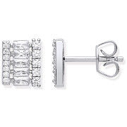 Silver Asymmetric CZ Stud Earrings