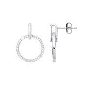 Silver Circle of Life Cubic Zirconia Drop Earrings