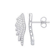 Silver Angel Wing Cz Studs