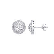 Silver Round 11.0mm Stud Cubic Zirconia Earrings