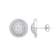 Silver Round 15mm Stud Cubic Zirconia Earrings
