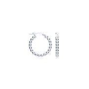 Silver Bead 21mm Hoop Earrings