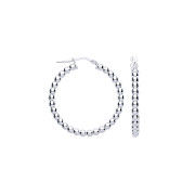 Silver Bead 31mm Hoop Earrings