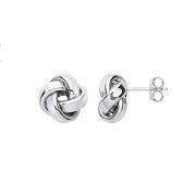 Silver 3mm Tube Stud Knot Earrings