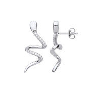 Silver Snake Cubic Zirconia Drop Earrings