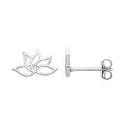 Silver Lotus Flower Stud Earrings