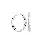 Silver Diamond Cut Creole Hoop Earrings