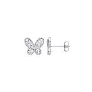 Silver Cubic Zirconia Butterfly Studs