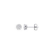 Silver CZ Flower Cluster Studs