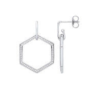 Silver Honeycomb Cubic Zirconia Earrings