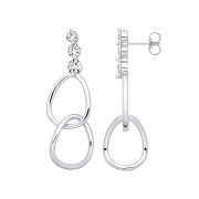 Silver Interlocked Teardrop Cubic Zirconia Earrings