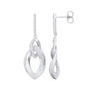 Silver Graduated Oval CZ Drop Earrings