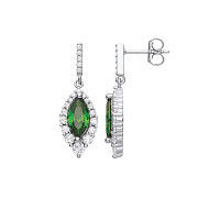 Silver Green Marquise Cubic Zirconia Drop Earrings