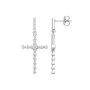 Silver Part Rub-Over Cubic Zirconia Cross